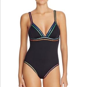 NWOT LaBlanca Contrast Trim Open Back 1 Piece Swim